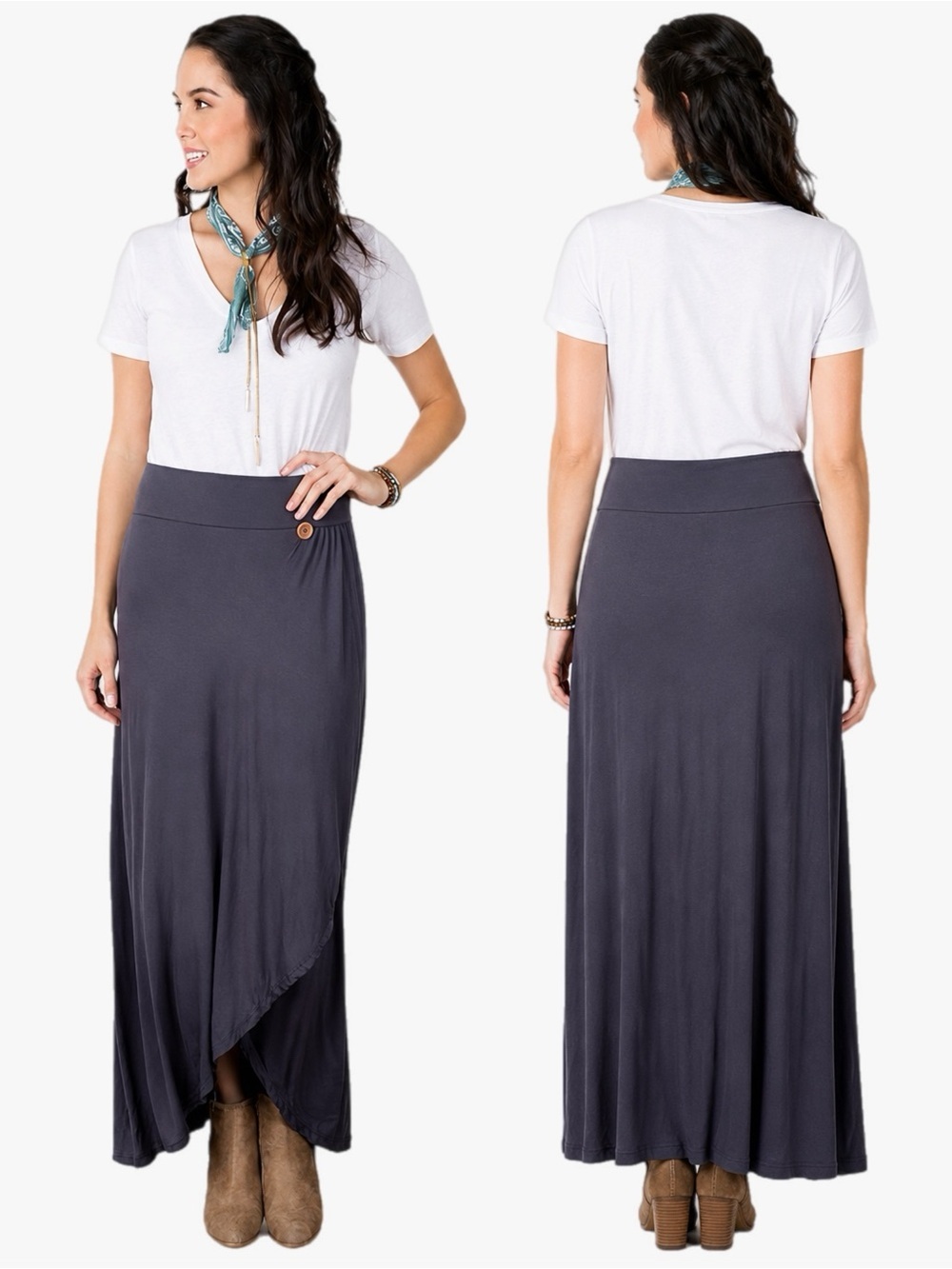 Matilda Jane Joanna Gaines Collection Sweet & Simple Maxi Skirt Gray Size Small
